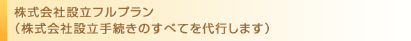 株式会社設立フルプラン （株式会社設立手続きのすべてを代行します）